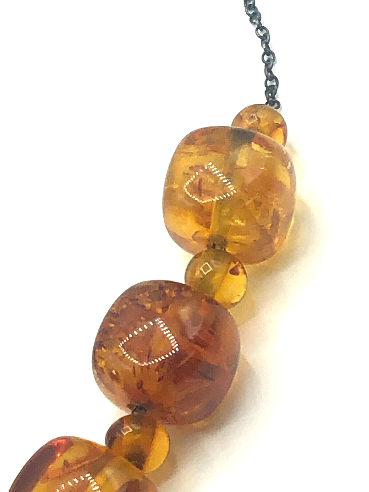 Vintage stattliche Bernstein Kette 925 Silber amber necklace 37 Gramm L 58 cm2