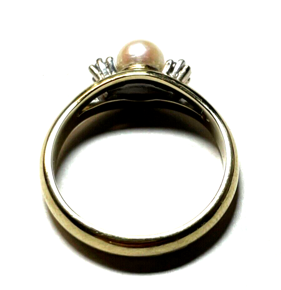 Solider 333 Gold 8 K Ring 1 Akoya Perle 2 Brillanten á 0,05 RG 56 Juwelier gepfl8
