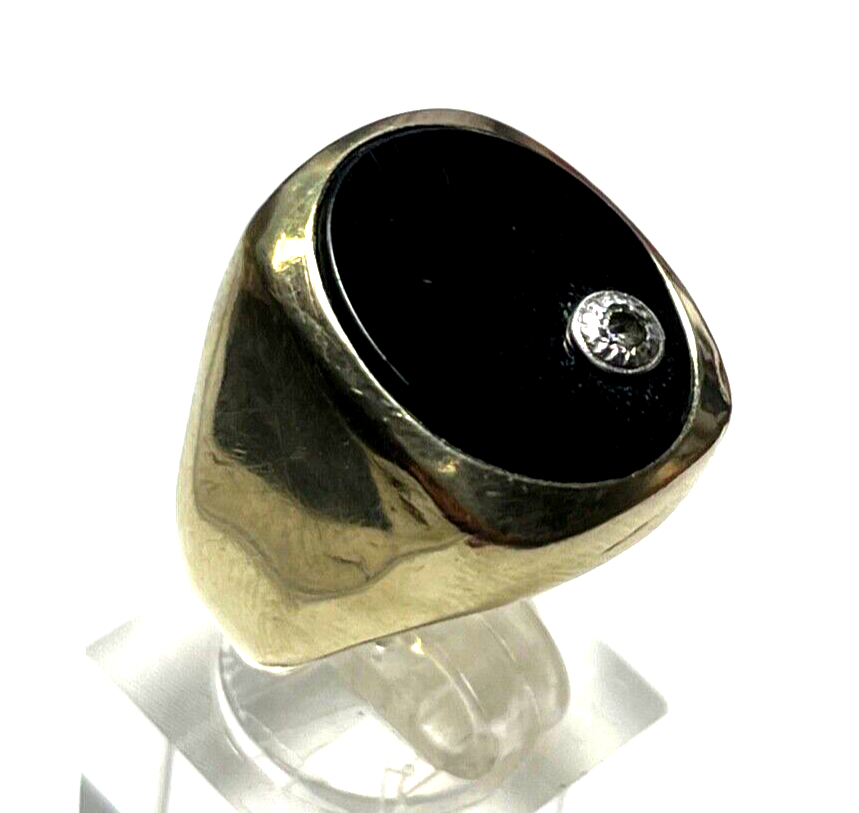 333 Gold 8 K Herrenring Ring Siegelring Onyx solide Juwelier Qualität Ø 18 mm0