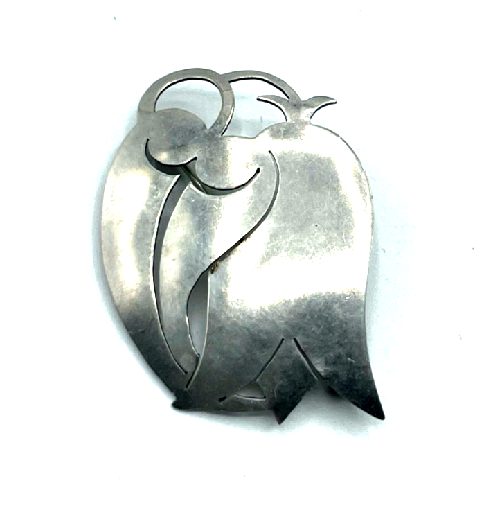 Antik 800 Silber Brosche Anstecknadel florales Durchbruch Dekor Handarbeit0