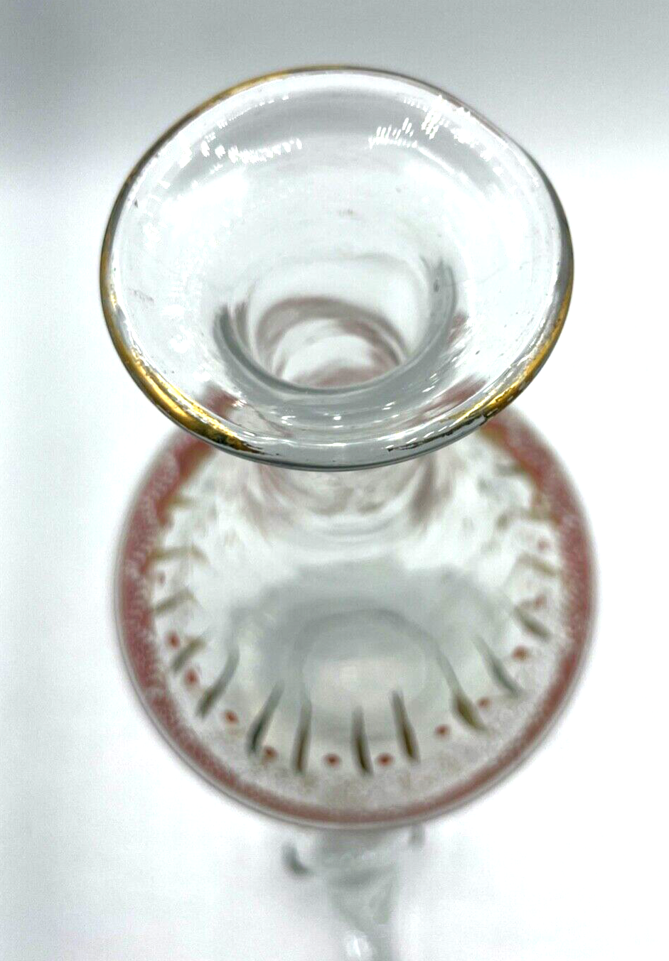 Antik Historismus Glas Karaffe Dekor Handgemalt mundgeblasen H 35 cm gepflegt6