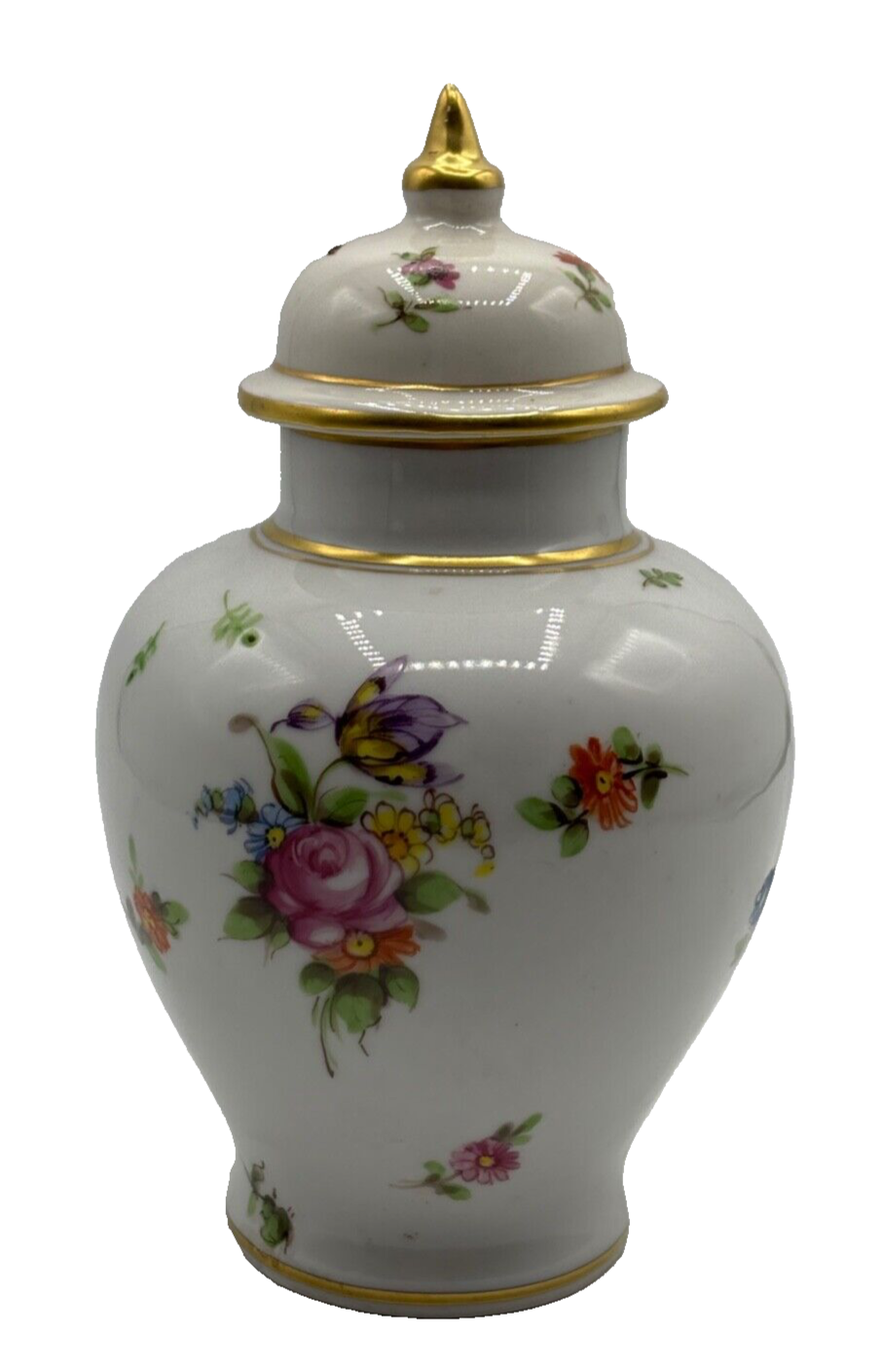 Seltene alte Ludwigsburger Porzellan Deckelvase Urnenvase handbemalt H 18,5 cm0