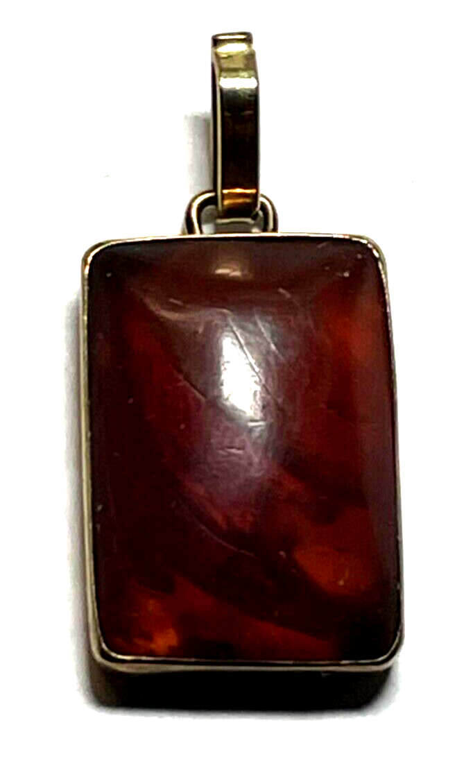 Antik Fischland 333 Gold 8 K Anhänger Bernstein Cabochon Rechteck L 32 mm B 15mm0