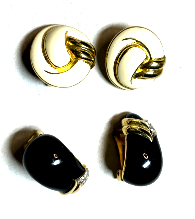Statement 2x Ohrclips Clips stattlich hochwertiger Soleil Modeschmuck Emaille1