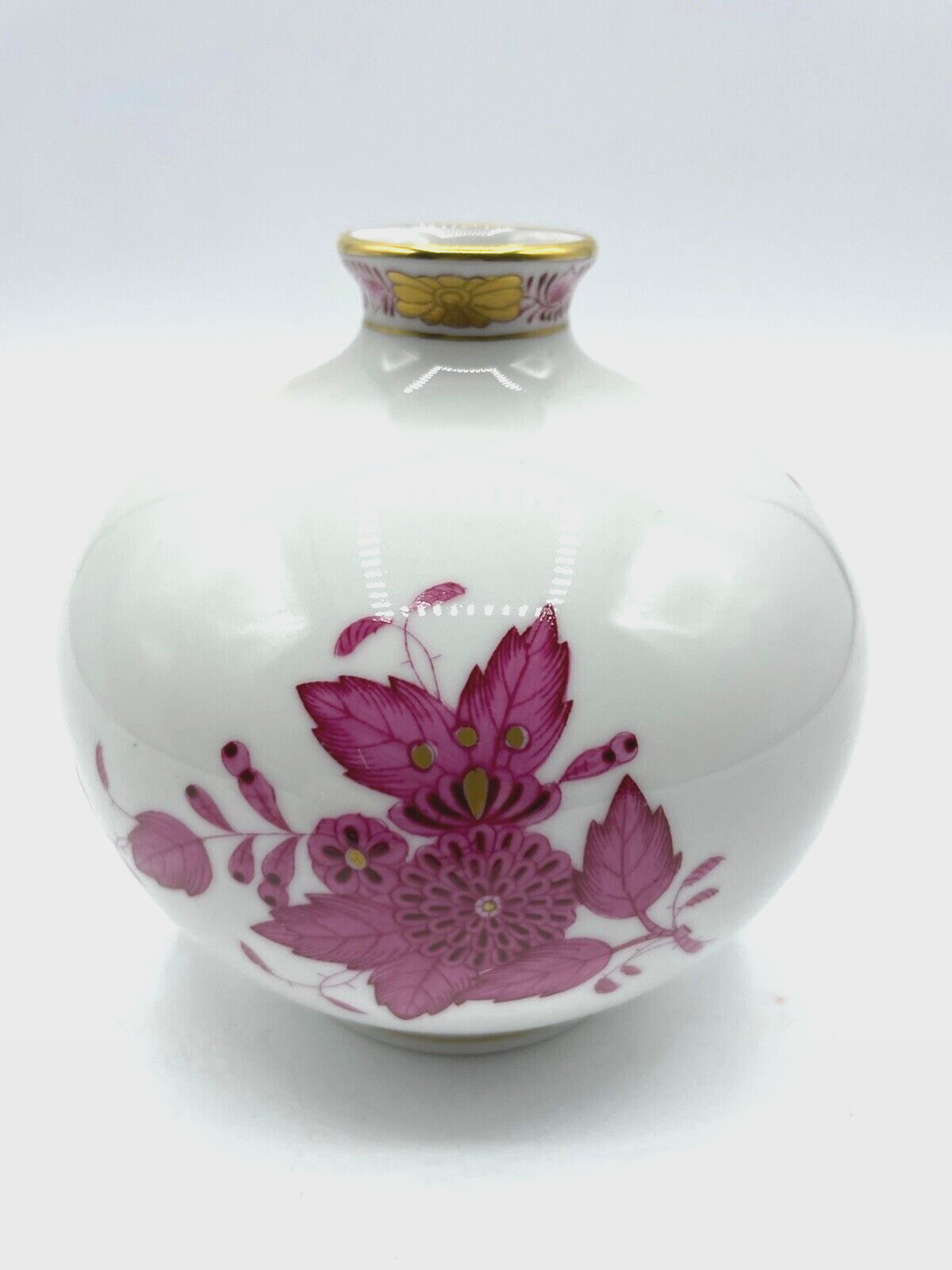 Herend Porzellan Vase APPONYI PURPUR handbemalt  7088/AP 1. WAHL H ca. 11 cm1