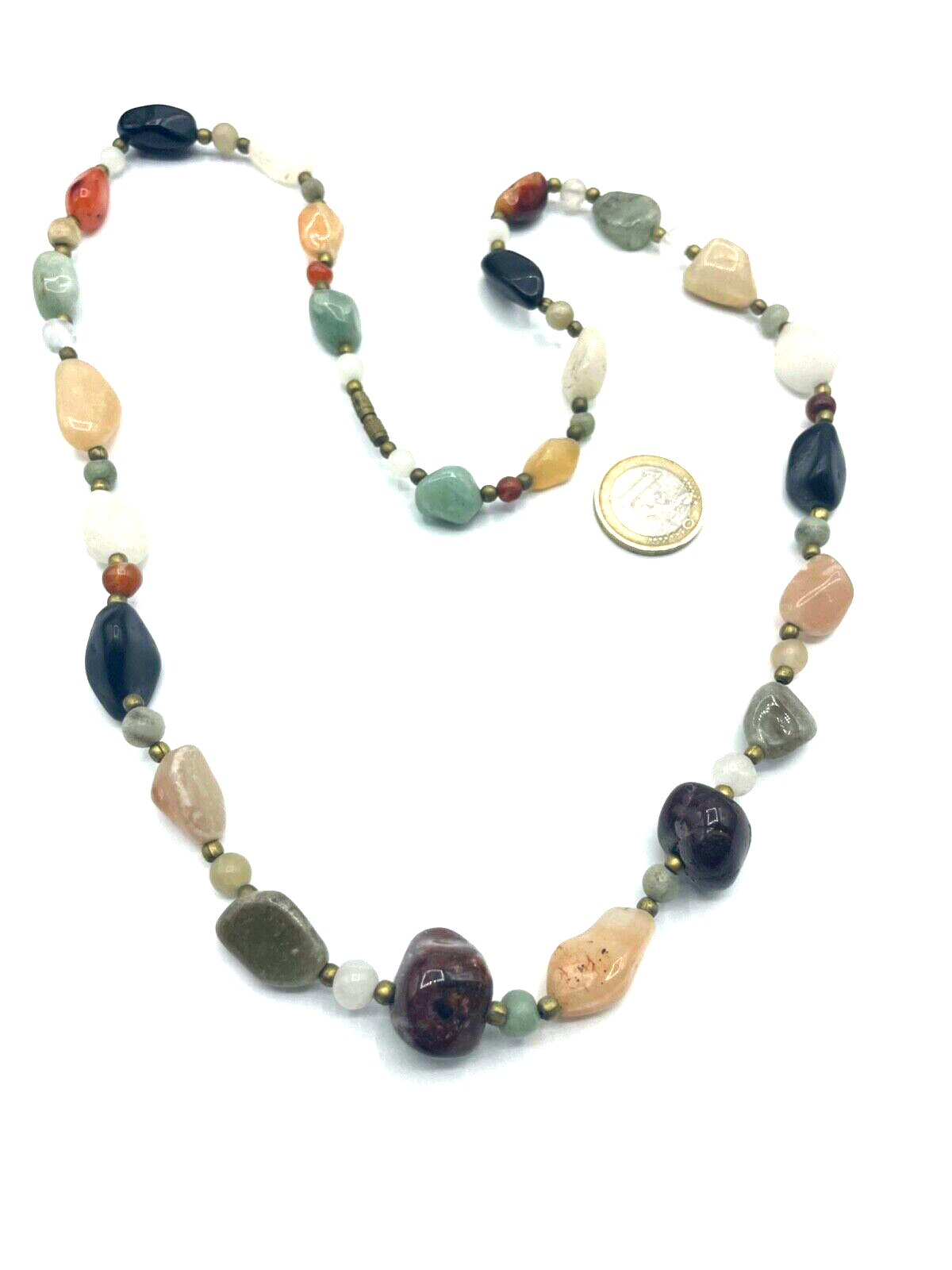 Aparte vintage Edelstein Kette Halbedelsteine im Mix Nuggets L 69 cm4