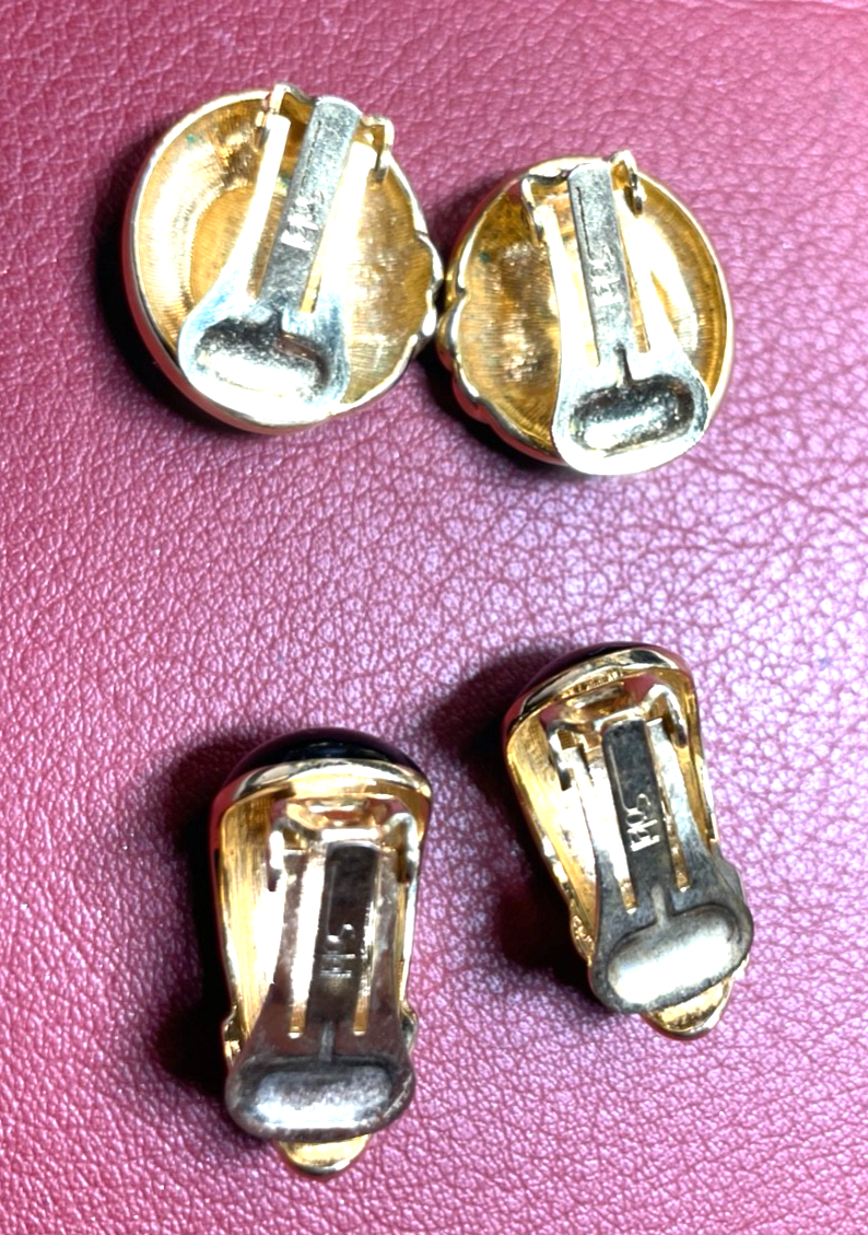 Statement 2x Ohrclips Clips stattlich hochwertiger Soleil Modeschmuck Emaille3