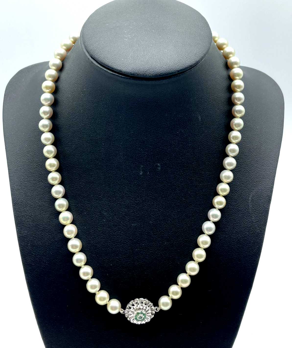750 Gold 18 K Gold + Smaragde an 44 cm Südsee Perlen Perlenkette Perlencollier7