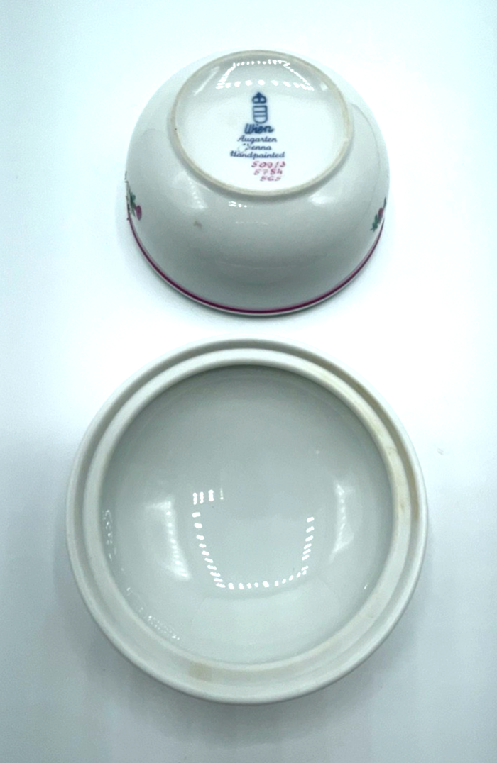 Antik Wien Augarten Porzellan Dose Deckeldose Bonboniere Rose Handbemalt5