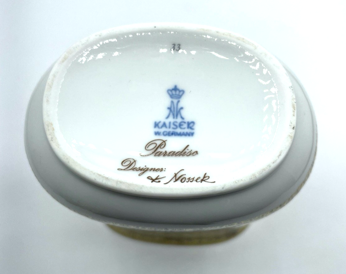 Kaiser Porzellan Vase H 18,5 cm Paradiso K. Nossek Kraniche Golddekor 1A gepfl.4