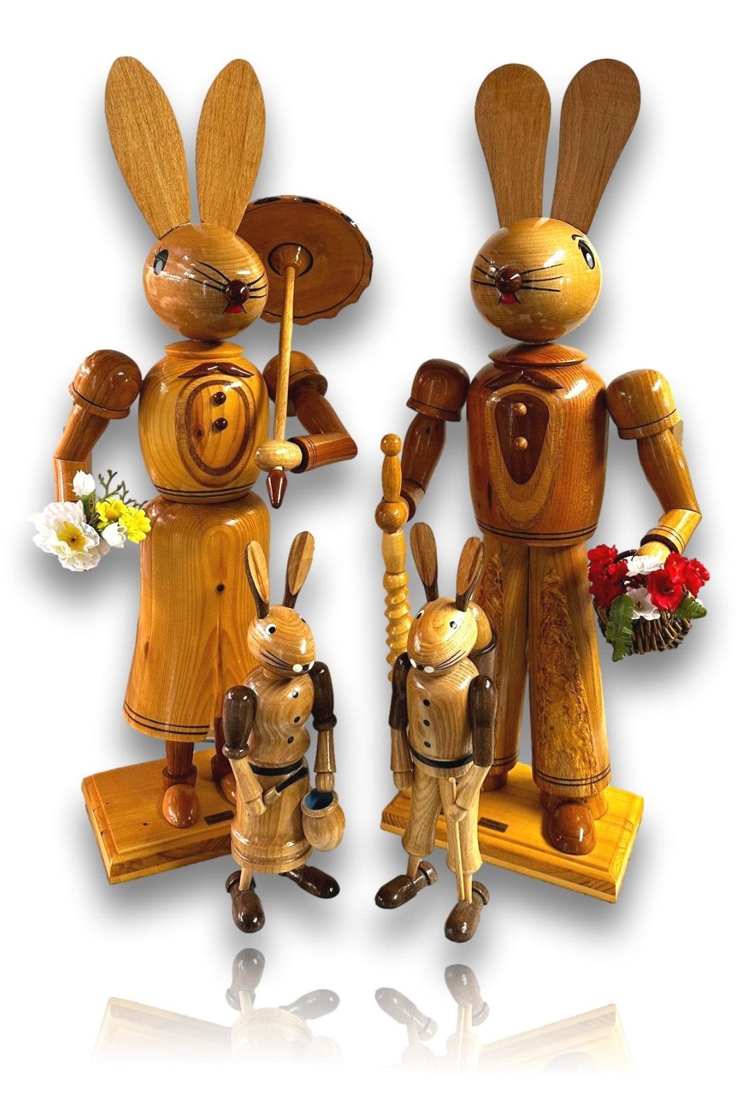 Große Hasenfamilie - 54 cm - ECHT Erzgebirge - Holzkunst Handarbeit - Osterdeko0