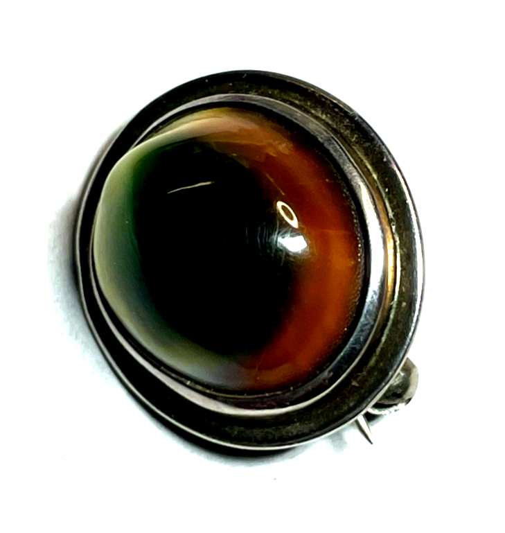 Vintage Rarität Operculum Augenachat Brosche Anstecknadel in Silber Nr. 1 gepfl.2