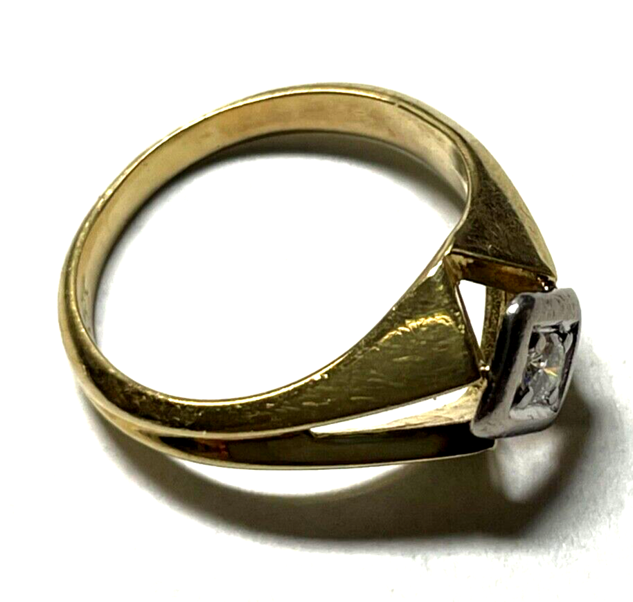 Solider 585 Gold 14 K Ring Solitär Brillant 0,10 ct Ø 16 mm RG 51 Juwelier gepfl4