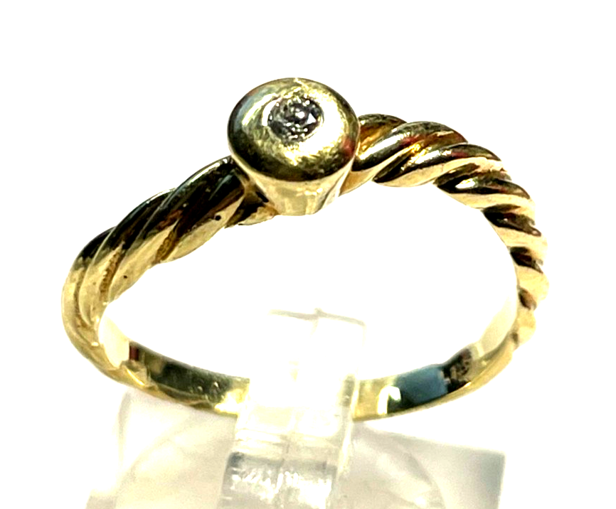 Solider massiver 585 14K Gold Ring Brillant besonders Ø 18 mm RG 57 Juwelier0