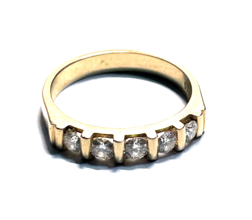 Solider massiver 585 Gold 14 K Ring 5 Brillanten 0,5ct. Ø 17,8 mm RG 56 Juwelier9