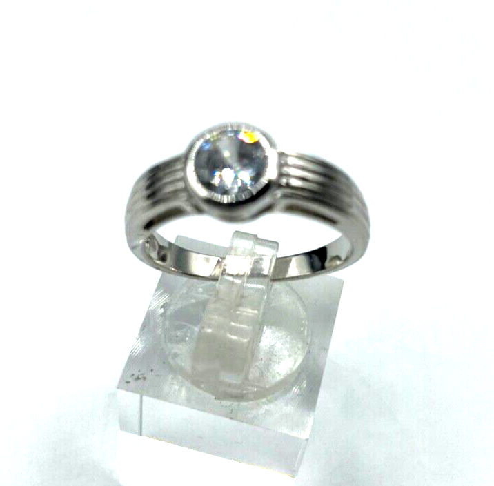 Solider 925 Silber Ring Bandring Solitär Zirkonia Ø 6 mm  RG 60 Ø 19 mm unisex6