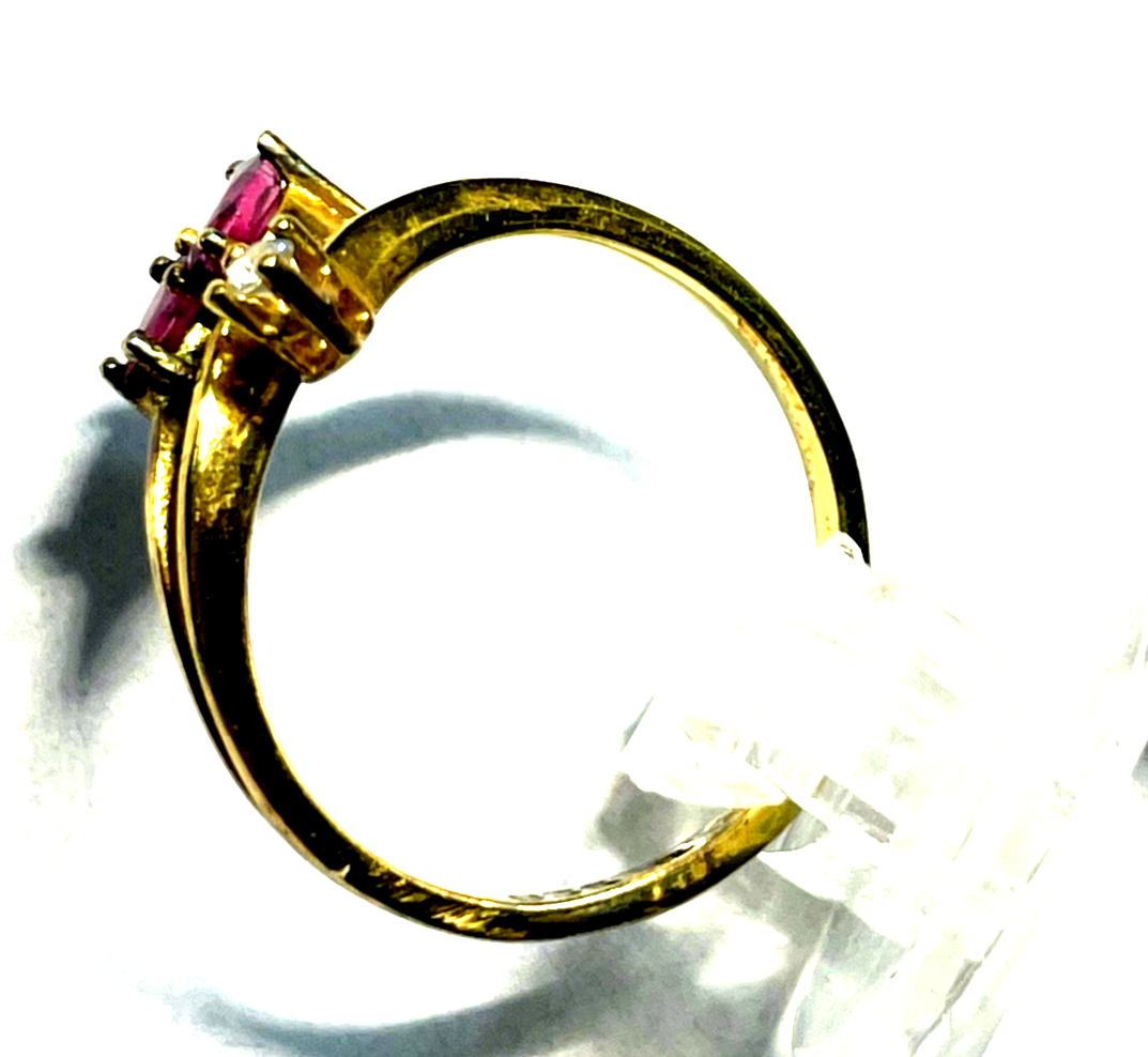 Vintage eleganter 835 Silber Ring vergoldet Ø 17,5 mm RG 55 mit Rubin Weißtopas5