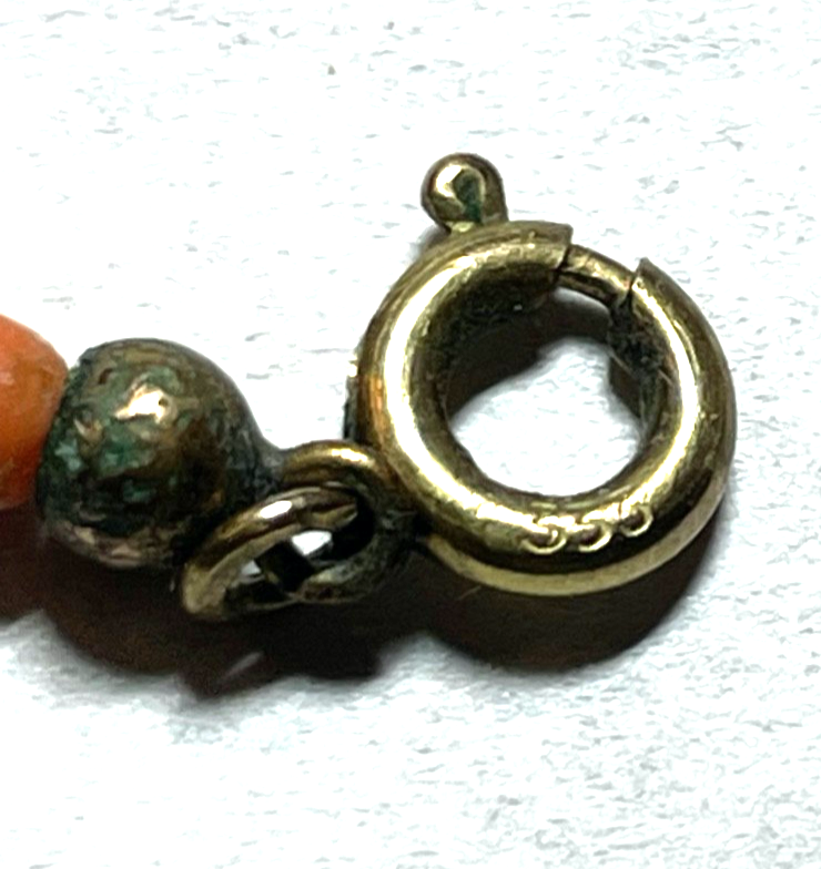 Antik Korallenkette lachsfarbig Lachskoralle 46,5 cm Kugelkette Verlauf 333 Gold5