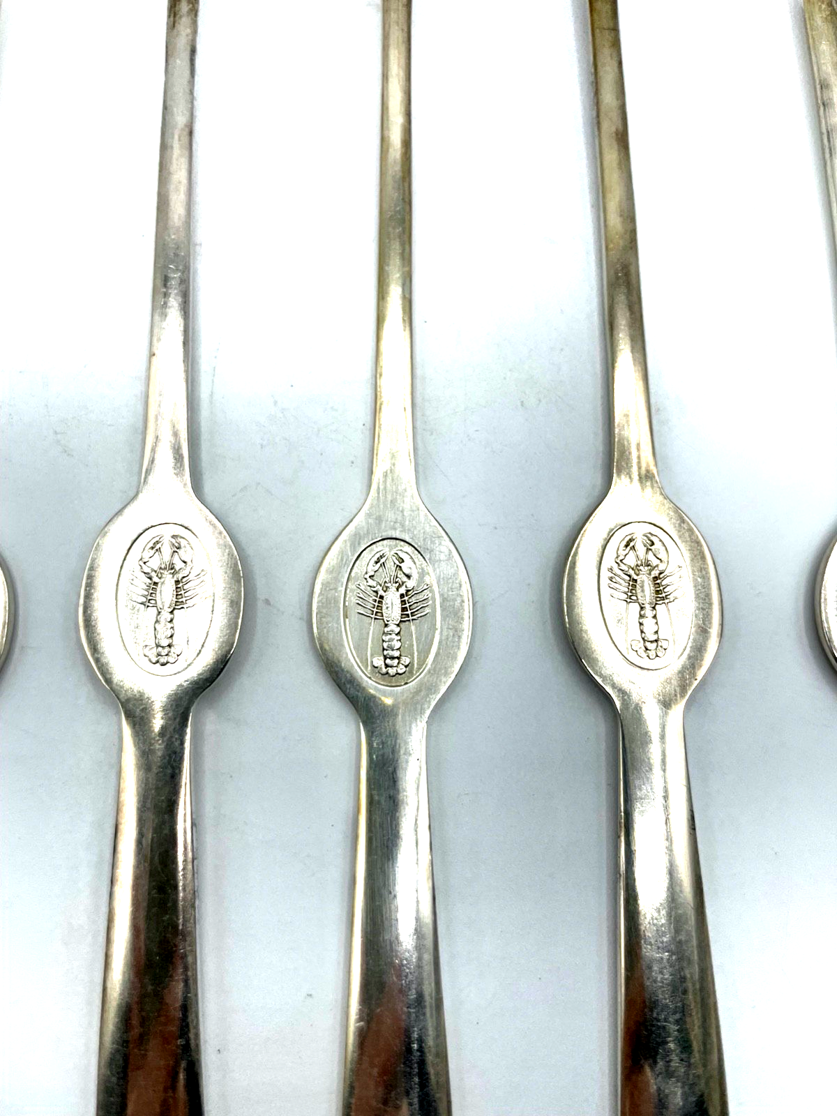 Vintage Hummergabel Krebsfleisch Set 6 Stück versilbert Silberauflage L 19,5 cm2