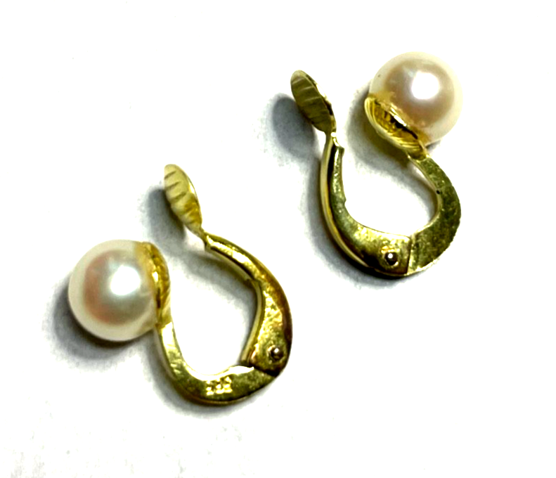 Elegante 585 Gold 14 K Ohrringe Ohrclips Clips zeitlos mit Akoya Perle Ø 6 mm4