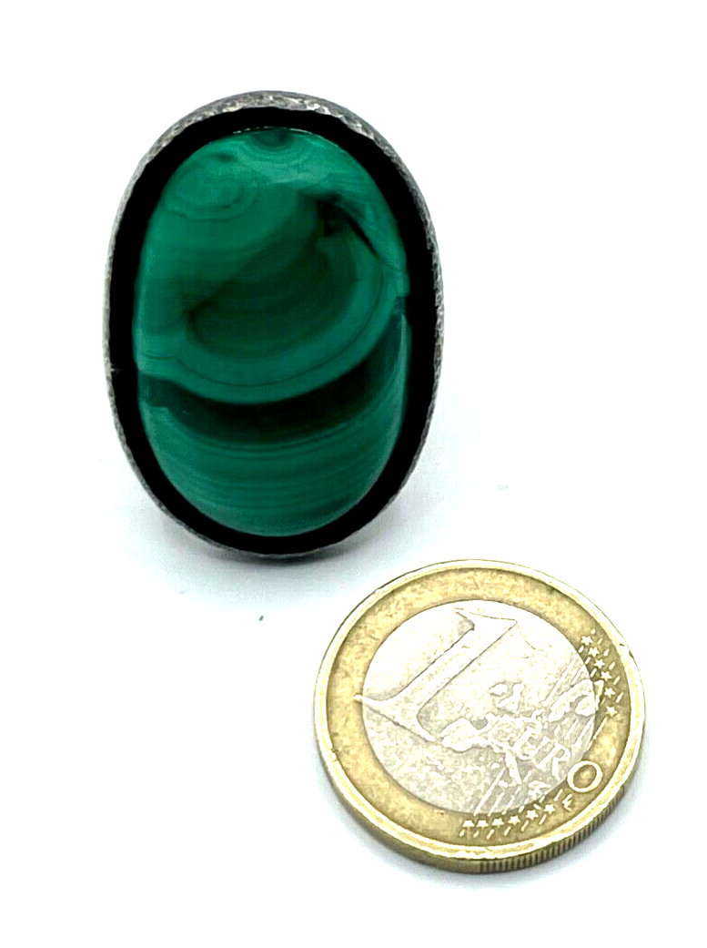 Solider 925 Silber Ring Malachit massiv 27 Gramm unisex Ø 18mm RG 57 Handarbeit5