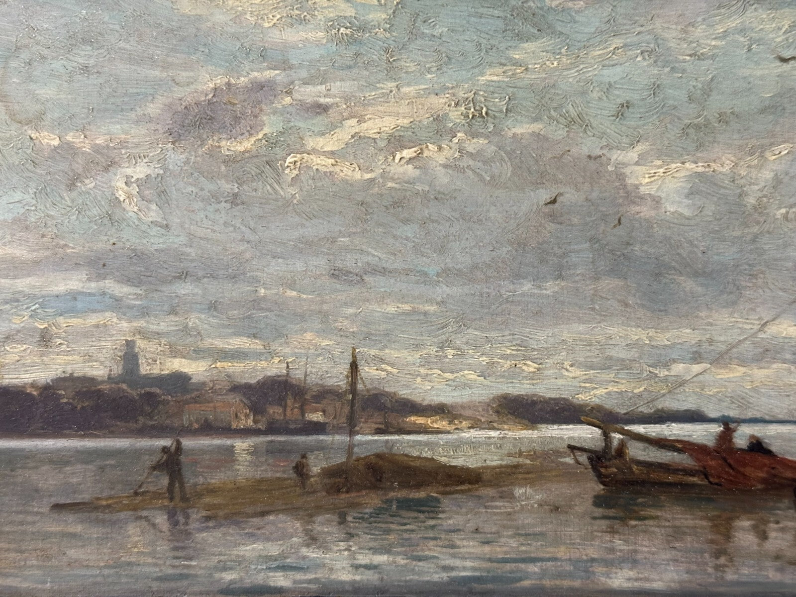 Öl auf Holzplatte - Blick auf Rotterdam um 1890/1900 - Gustav Schönleber - sign.3