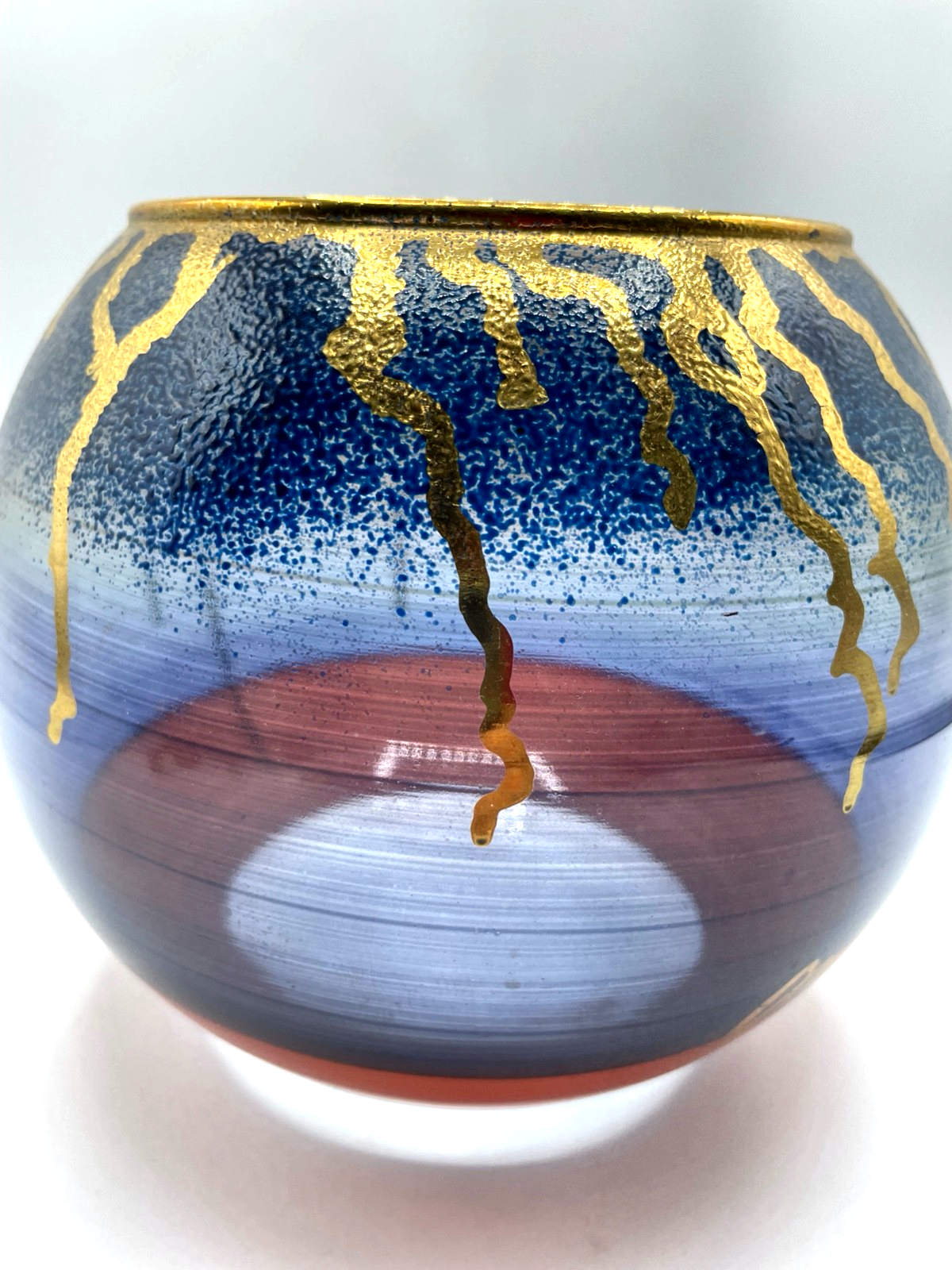 Attraktive vintage Studio Glaskunst Vase AMADEO signiert Ø 16,5 cm H 16,5 cm5