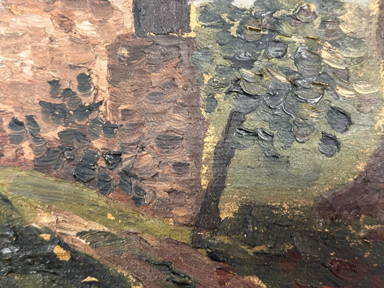 Öl auf Leinwand - Impressionismus - Kirche mit Zwiebelturm - gerahmt unsigniert5