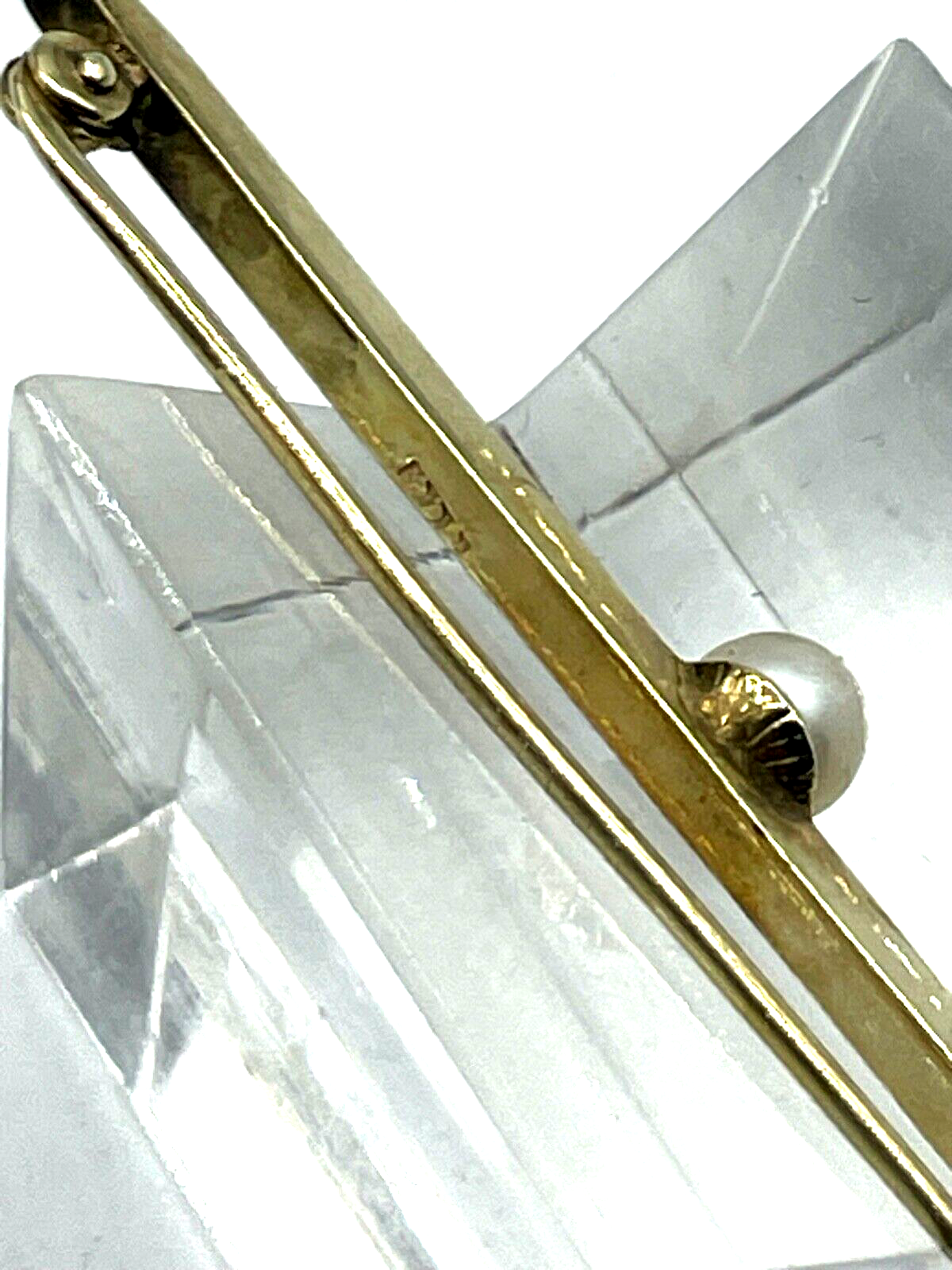 333 Gold 8K Gelbgold klassische Stabbrosche Anstecknadel mit echter Perle3