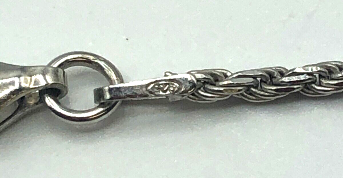 Gr. moderner 925 Silber Anhänger facettierter Türkis + solide Silber Kordelkette4