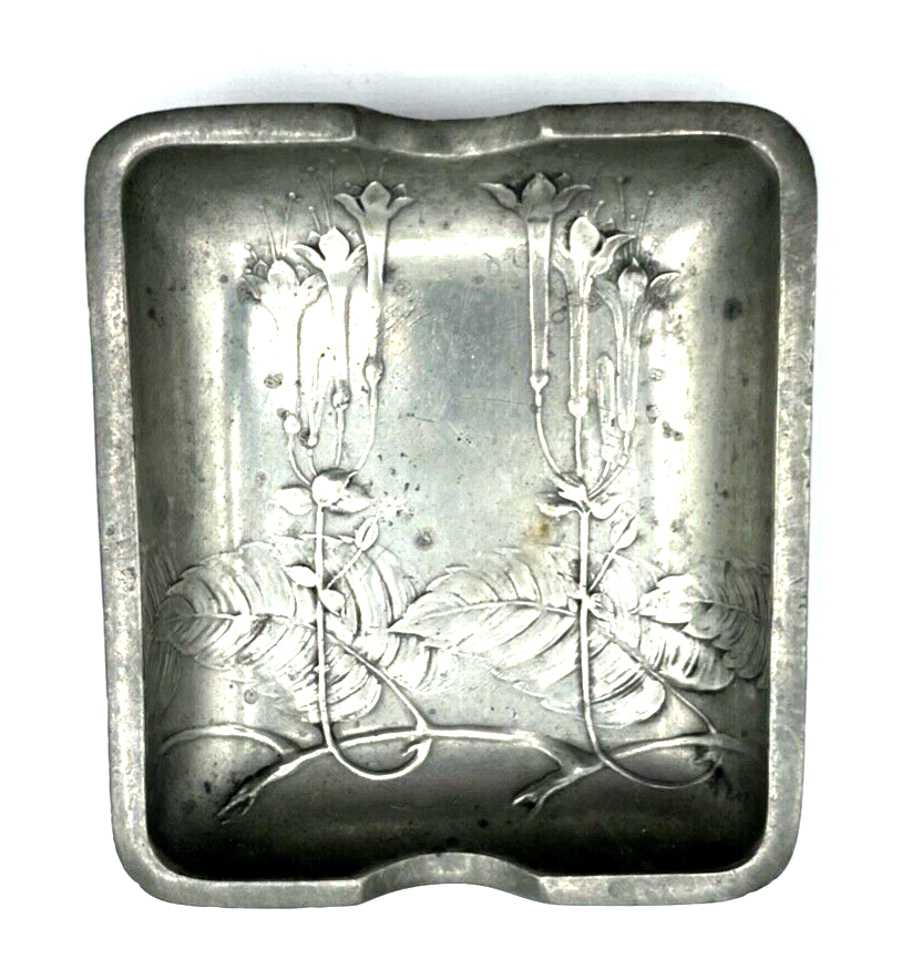 Jugendstil Kayserzinn 4190 Ascher Aschenbecher florales Dekor antik gepflegt0