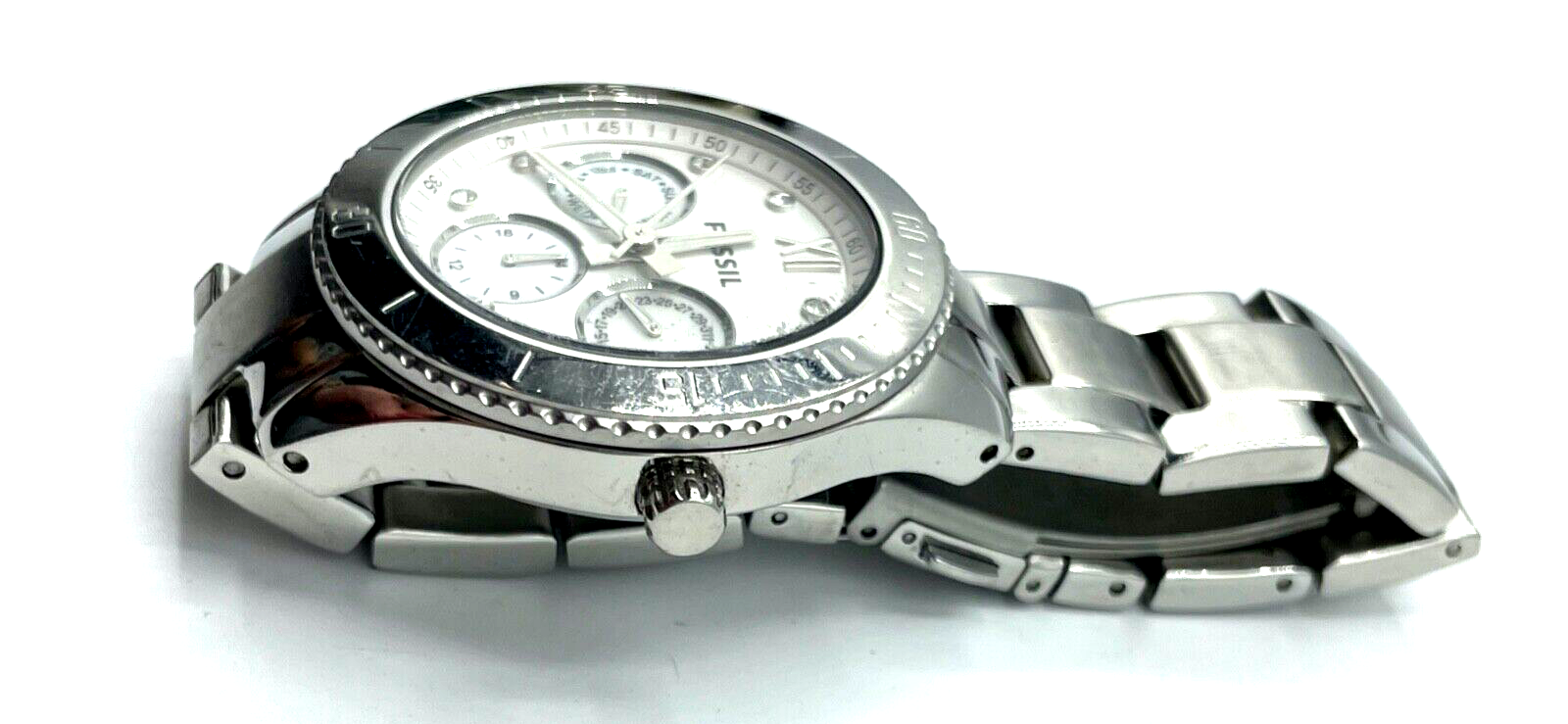 Fossil Edelstahl Armbanduhr unisex tragbar Ø 4 cm braucht neue Batterie gepfl.7