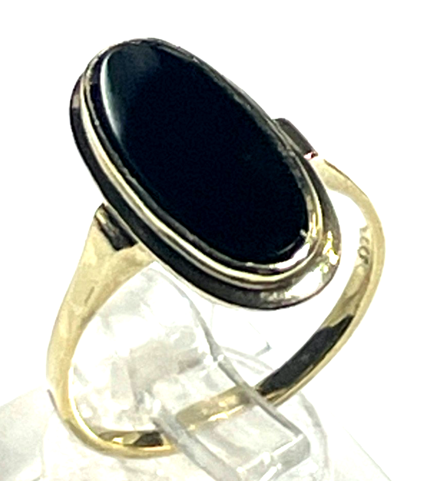 Antik 333 Gold Ring mit schwarzer Onyx Tafel um 1920 / 30 RG 53 Ø 17,8 mm gepfl.8