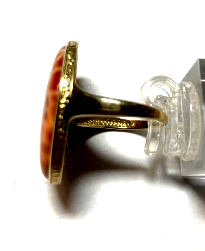 375 Gold 9 K Ring großer herrlicher Feuerachat RG 54 Juwelier solide Qualität3