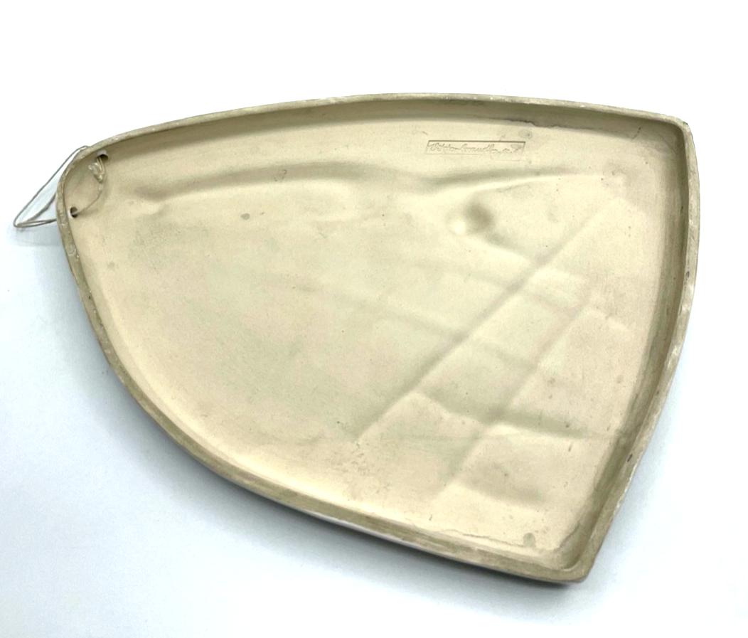 mid century Wandbild Craquelé Keramik Relief Sportler Turner signiert H 28 cm6