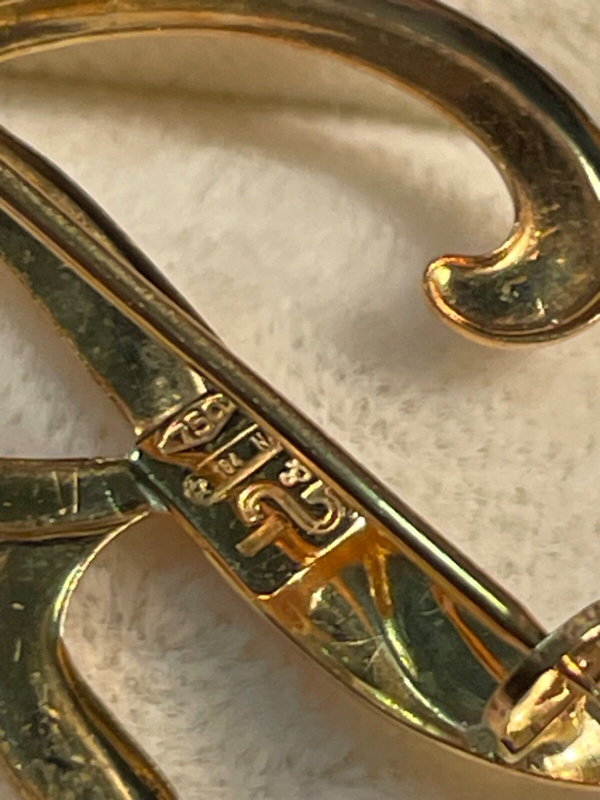 750 Gold 18 K Gold Brosche Anstecknadel Juwelier Initiale * R * Buchstabe gepfl.3