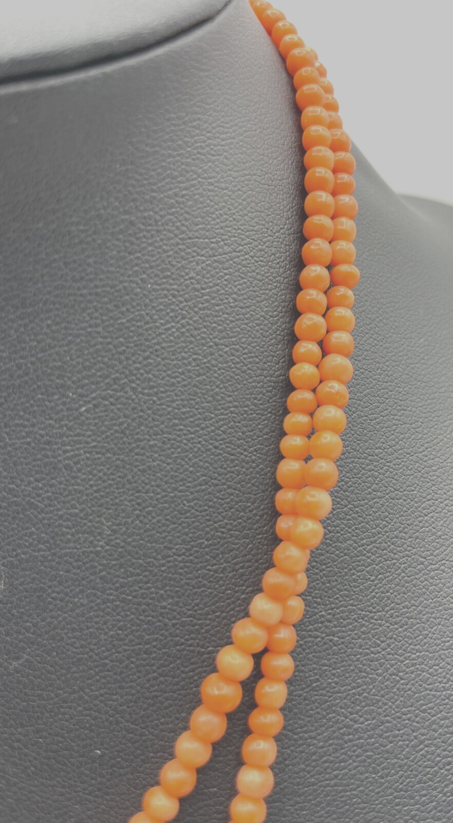 Antik Korallenkette lachsfarbig Lachskoralle L 82cm Endloskette Ø4 mm Kugelkette3