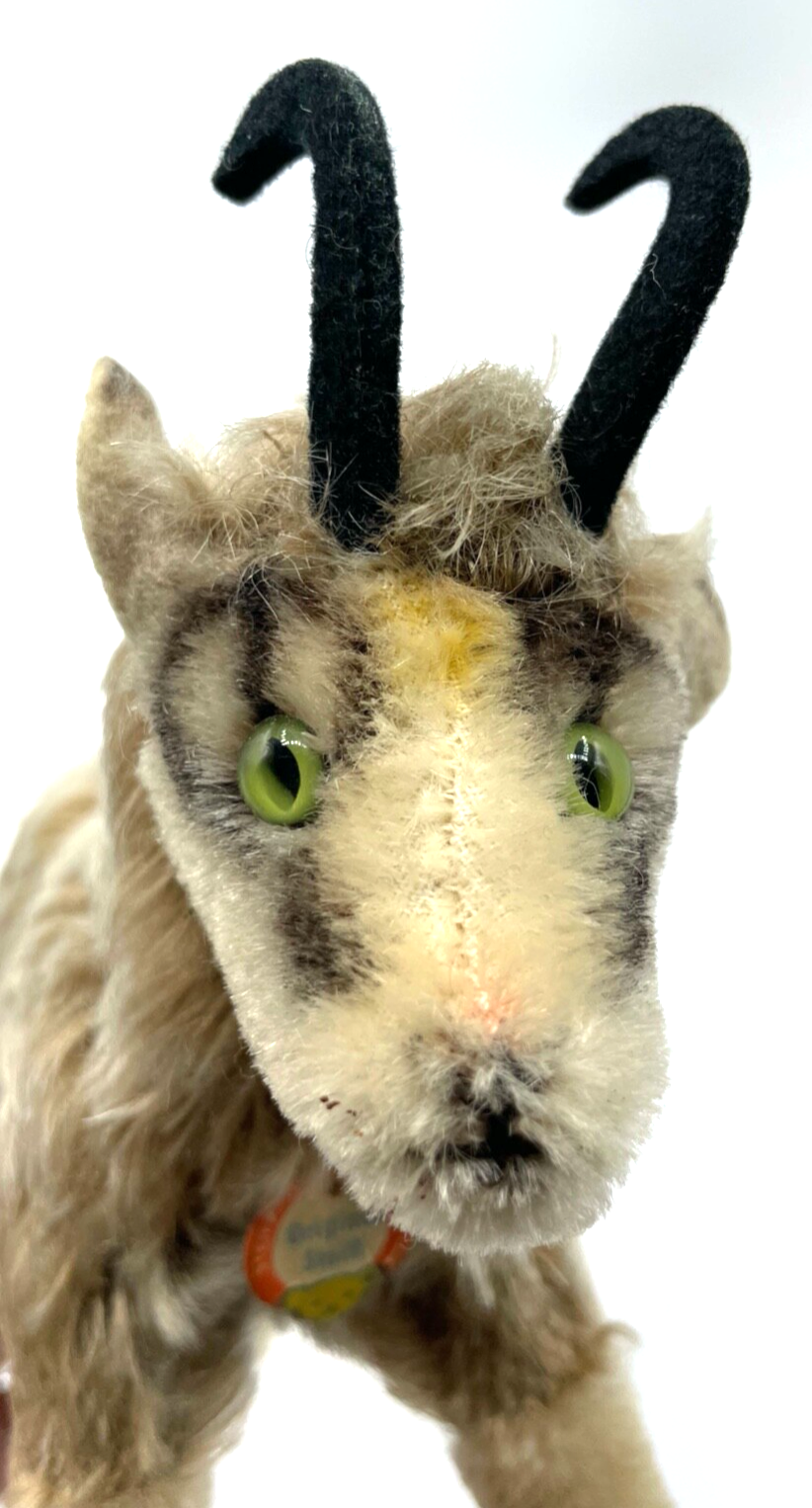 Vintage Steiff Mohair Ziege Gemse ? H 17 cm L 17 cm gepflegt mit Schildchen9