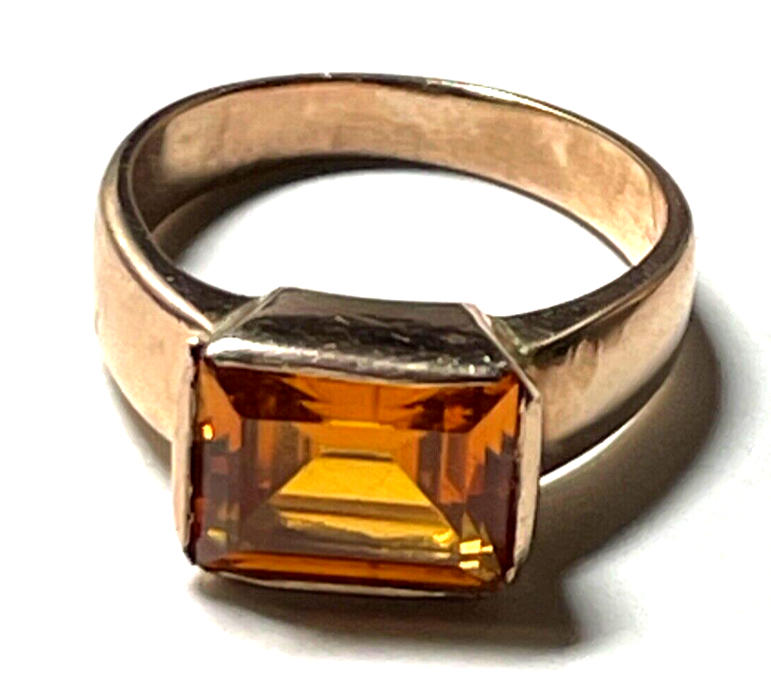 375 Gold 9 K Ring Goldtopas Ø 17 mm RG 55 Juwelier gepflegt Roségold0