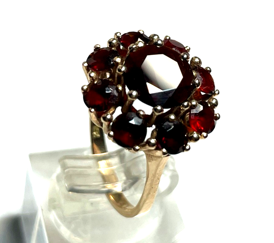 585 Gold 14 K Ring Roségold 9 x Granat Ø16,5 mm RG 52 solide Handarbeit Juwelier0