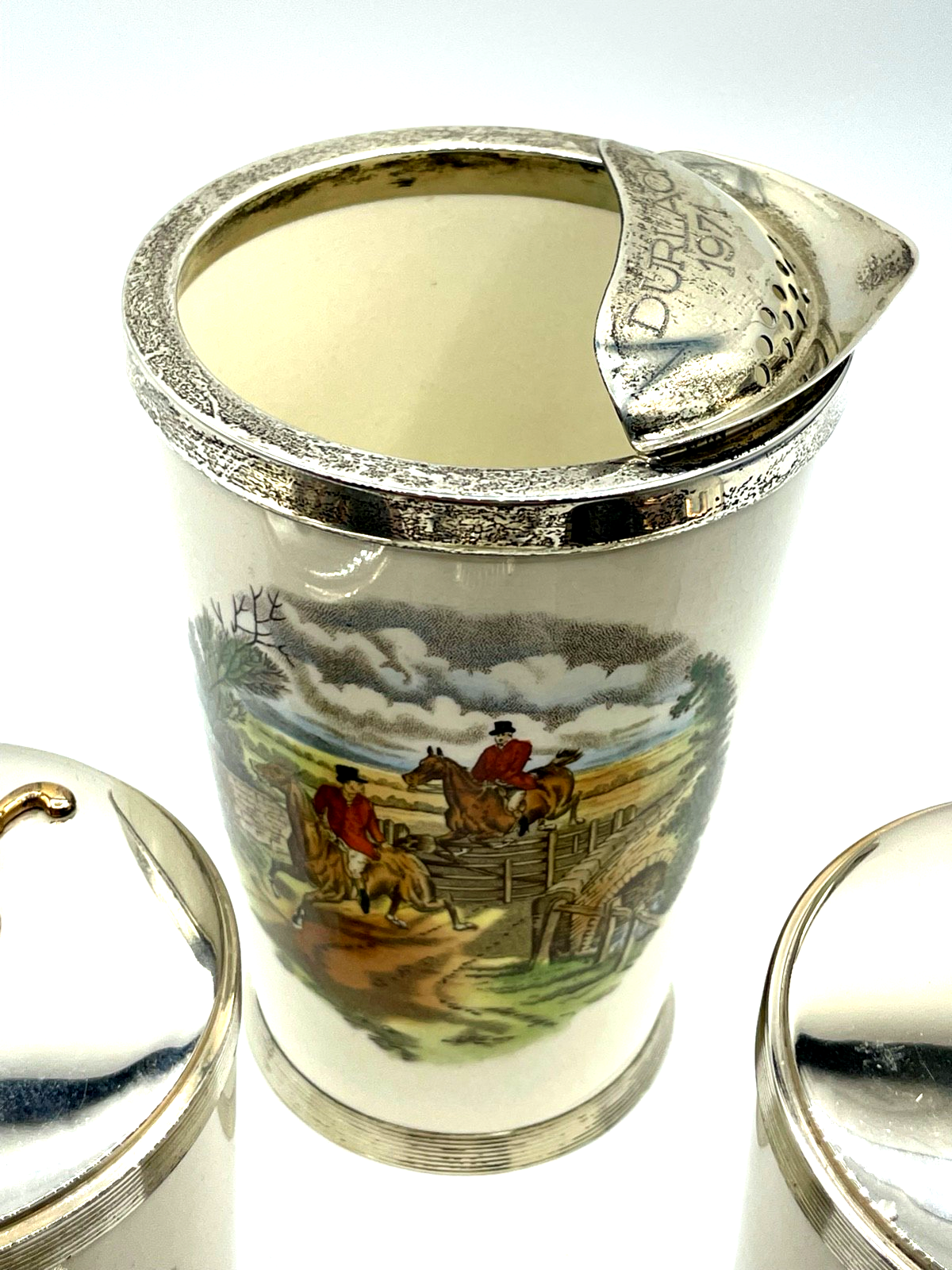 Vintage Bar Set Copeland Spode England Sterling Silber Herring's Hunt 4 teilig6