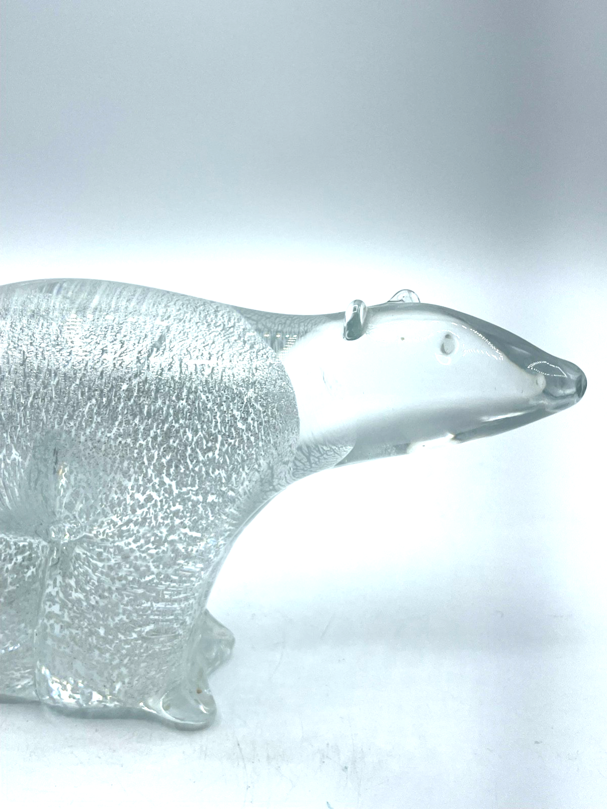 Vintage Glas Figur Eisbär Kunstglas Gränna Glasbruck Sweden Handmade Silver4