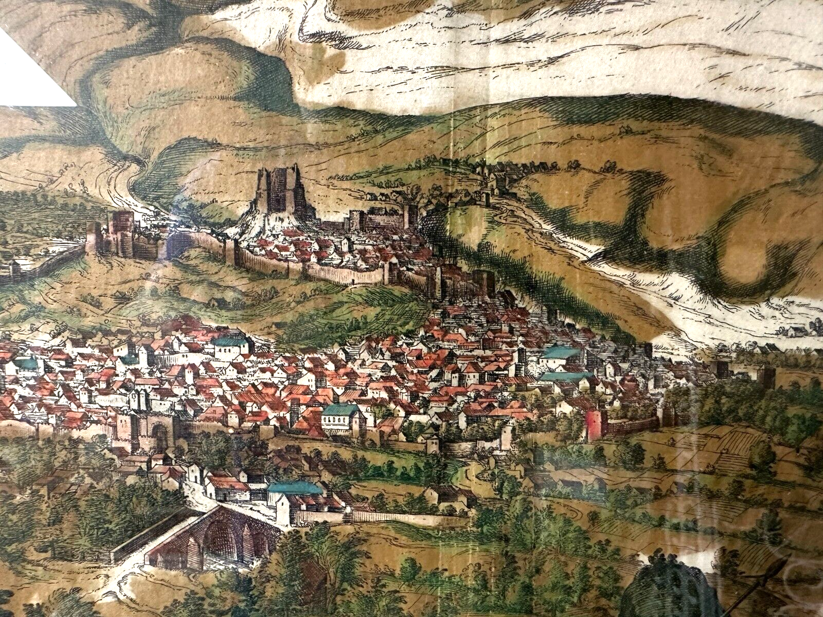nach Georg Hoefnagel um 1575 - Ansicht von Loja Spanien - Kupferstich koloriert3