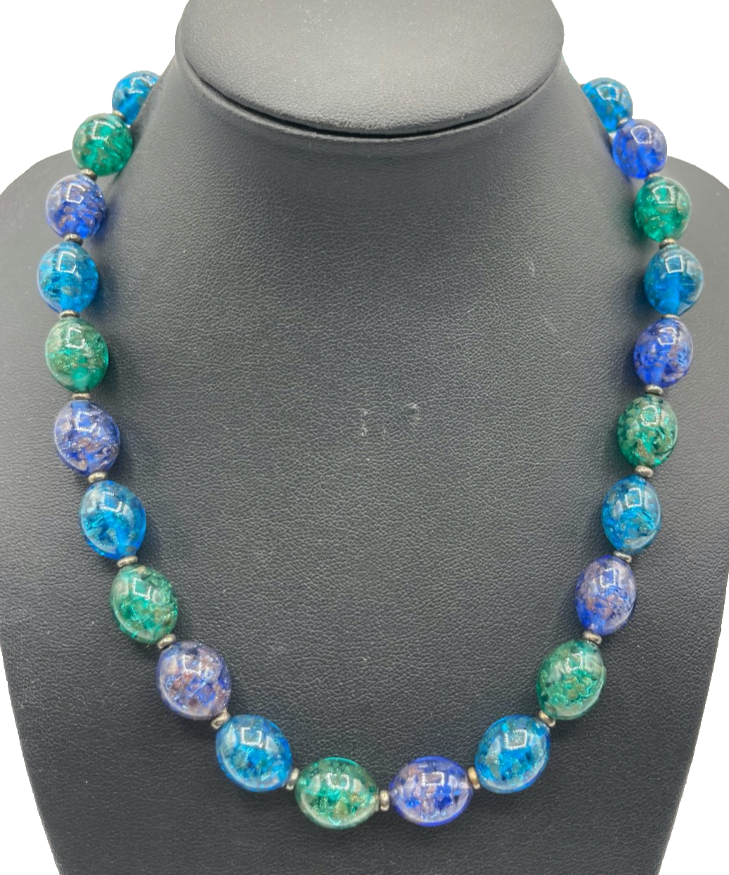 Aparte vintage Murano Glas Halskette 925 Silber vergold. L 44,5-49,5 cm B 10 mm0