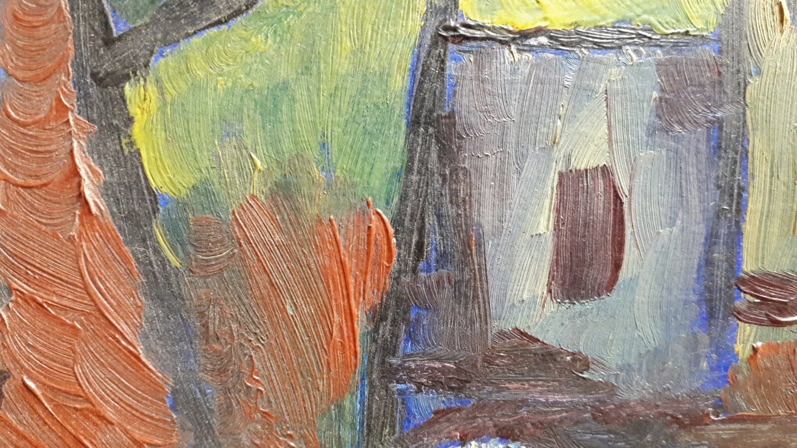 maritimes Ölgemälde - Öl auf Karton - gerahmt - Hafen Szene - 68 x 38 cm3