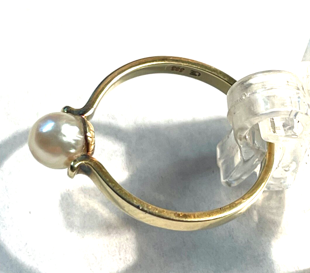 Solider Klassiker 585 Gold 14 K Ring 16,8 mm RG 53  Akoya Perle Juwelier gepfl.2