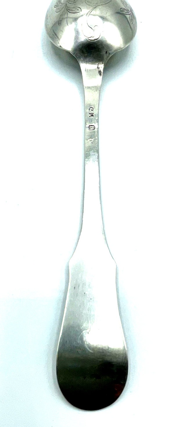 Antik  Biedermeier Silber 1 Vorleger Löffel alte Punzen L 23,2 cm teilvergoldet5