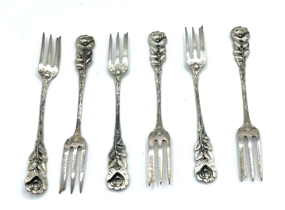 6 Antiko 800 Silber Kuchengabel Hildesheimer Rose gepflegt 110 Gramm6
