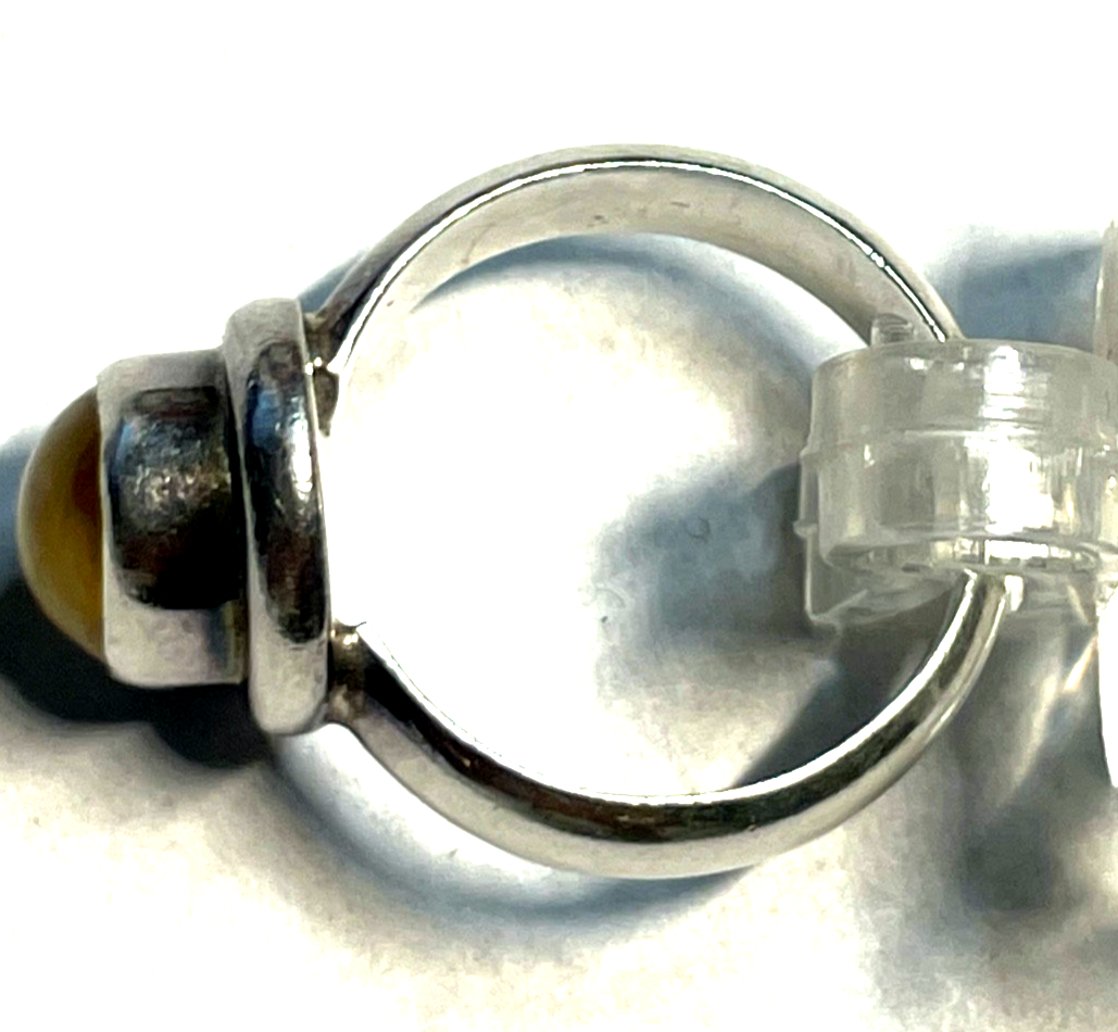 925 Silber Ring Bernstein Cabochon oval RG 54 Ø 17 mm solide Qualität gepflegt5
