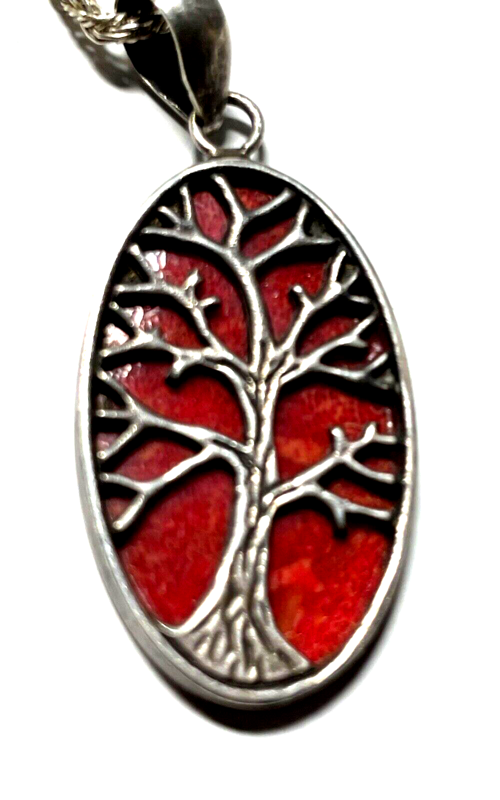 FBM 925 Silber Kordelkette Kette + Anhänger Lebensbaum Koralle L 51 cm + 43 mm7